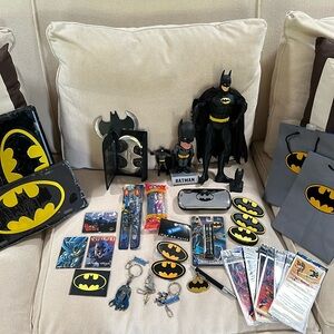 Huge lot of Batman things! Throwing knives, magnets, Pez, stickers, figures